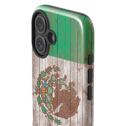 Mexican Flag Dark Wood iPhone 16 Impact Case